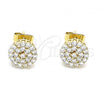 Oro Laminado Stud Earring, Gold Filled Style with White Micro Pave, Polished, Golden Finish, 02.344.0122