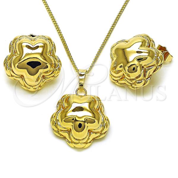 Oro Laminado Earring and Pendant Adult Set, Gold Filled Style Chunky Design, Polished, Golden Finish, 10.163.0027.1