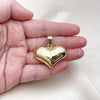 Oro Laminado Fancy Pendant, Gold Filled Style Heart and Hollow Design, Polished, Golden Finish, 05.341.0095
