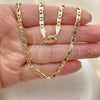 Oro Laminado Basic Necklace, Gold Filled Style Pave Mariner Design, Polished, Golden Finish, 5.222.029.28