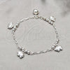 Sterling Silver Fancy Bracelet, Elephant and Ball Design, Polished, Silver Finish, 03.409.0107.08