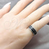 Stainless Steel Mens Ring, Cross and Triple Design, Black Enamel Finish, Steel Finish, 01.63.0637.07