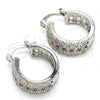 Rhodium Plated Small Hoop, with Garnet and White Cubic Zirconia, Polished, Rhodium Finish, 02.210.0288.5.20