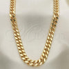 Oro Laminado Basic Necklace, Gold Filled Style Miami Cuban Design, Polished, Golden Finish, 04.63.1399.20