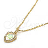 Oro Laminado Pendant Necklace, Gold Filled Style Star Design, with White Opal and White Micro Pave, Polished, Golden Finish, 04.63.1325.18