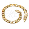 Oro Laminado Basic Bracelet, Gold Filled Style Curb Design, Polished, Golden Finish, 5.222.003.07