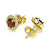 Oro Laminado Stud Earring, Gold Filled Style with Garnet Cubic Zirconia and White Micro Pave, Polished, Golden Finish, 02.210.0478.1