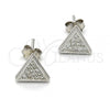 Sterling Silver Stud Earring, with White Micro Pave, Polished, Rhodium Finish, 02.175.0100