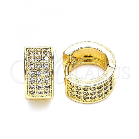 Oro Laminado Huggie Hoop, Gold Filled Style with White Micro Pave, Polished, Golden Finish, 02.195.0096.12