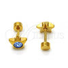 Stainless Steel Stud Earring, Star Design, with Blue Topaz Crystal, Polished, Golden Finish, 02.271.0016.2
