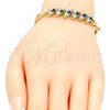 Oro Laminado Fancy Bracelet, Gold Filled Style with Sapphire Blue and White Cubic Zirconia, Polished, Golden Finish, 03.210.0083.3.07