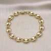 Oro Laminado Fancy Bracelet, Gold Filled Style Puff Mariner Design, Polished, Golden Finish, 03.213.0235.08
