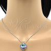 Oro Laminado Pendant Necklace, Gold Filled Style Heart and Rat Tail Design, with Paradise Shine Swarovski Crystals and White Crystal, Polished, Golden Finish, 04.239.0018.1.16
