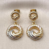 Oro Laminado Stud Earring, Gold Filled Style Polished, Tricolor, 02.170.0563.1