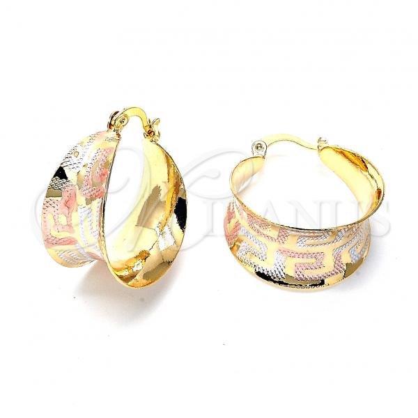 Oro Laminado Small Hoop, Gold Filled Style Diamond Cutting Finish, Tricolor, 5.150.021.3