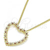 Oro Laminado Pendant Necklace, Gold Filled Style Heart Design, with Garnet Micro Pave, Polished, Golden Finish, 04.156.0301.2.20