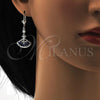 Rhodium Plated Long Earring, with Sapphire Blue Cubic Zirconia and White Micro Pave, Polished, Rhodium Finish, 02.236.0012.5