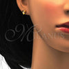 Stainless Steel Stud Earring, Heart Design, with Aurore Boreale Crystal, Polished, Golden Finish, 02.271.0004.10
