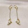 Oro Laminado Long Earring, Gold Filled Style Bird Design, with  Cubic Zirconia, Golden Finish, 5.088.003