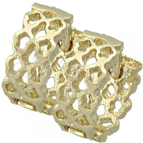 Oro Laminado Huggie Hoop, Gold Filled Style Filigree Design, Polished, Golden Finish, 5.133.004.2