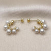 Oro Laminado Small Hoop, Gold Filled Style Ball Design, with Ivory Pearl, Polished, Golden Finish, 02.341.0244.10