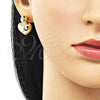 Oro Laminado Stud Earring, Gold Filled Style Chunky and Ball Design, Polished, Golden Finish, 02.60.0159