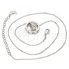 Rhodium Plated Pendant Necklace, Heart and Rolo Design, with Aurore Boreale Swarovski Crystals, Polished, Rhodium Finish, 04.239.0027.16
