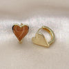 Oro Laminado Huggie Hoop, Gold Filled Style Heart Design, Polished, Golden Finish, 02.213.0721.14