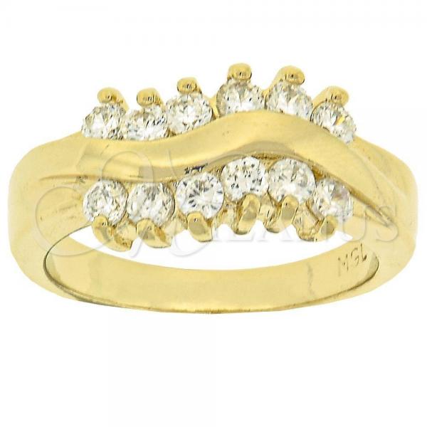 Oro Laminado Multi Stone Ring, Gold Filled Style with White Cubic Zirconia, Polished, Golden Finish, 5.167.001.09 (Size 9)