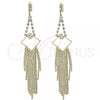 Oro Laminado Long Earring, Gold Filled Style with White Cubic Zirconia, Diamond Cutting Finish, Golden Finish, 5.077.003