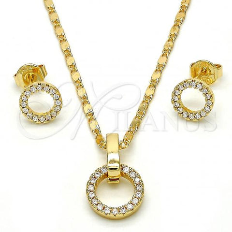 Oro Laminado Necklace and Earring, Gold Filled Style with White Crystal, Polished, Golden Finish, 10.156.0060.1