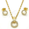 Oro Laminado Necklace and Earring, Gold Filled Style with White Crystal, Polished, Golden Finish, 10.156.0060.1