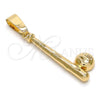 Oro Laminado Fancy Pendant, Gold Filled Style Ball Design, Diamond Cutting Finish, Golden Finish, 5.183.021