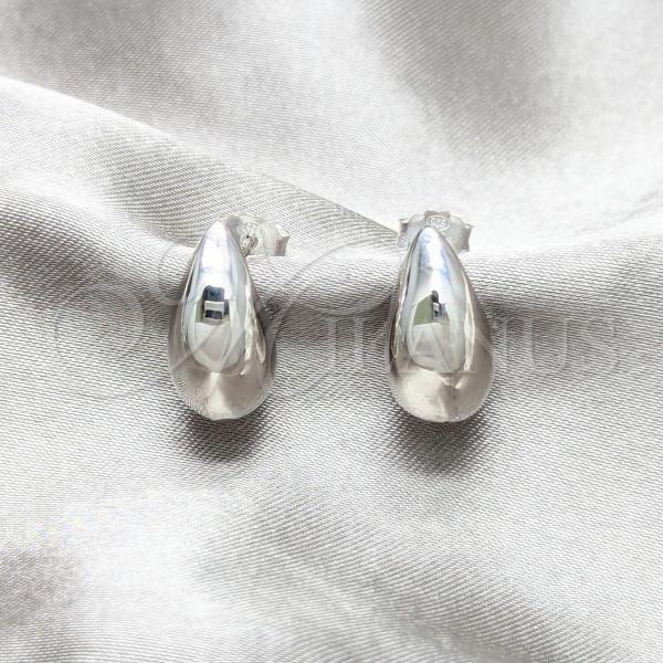 Sterling Silver Stud Earring, Teardrop Design, Polished, Silver Finish, 02.401.0093