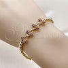 Oro Laminado Fancy Bracelet, Gold Filled Style Cherry Design, with Ruby Cubic Zirconia, Polished, Golden Finish, 03.283.0484.07