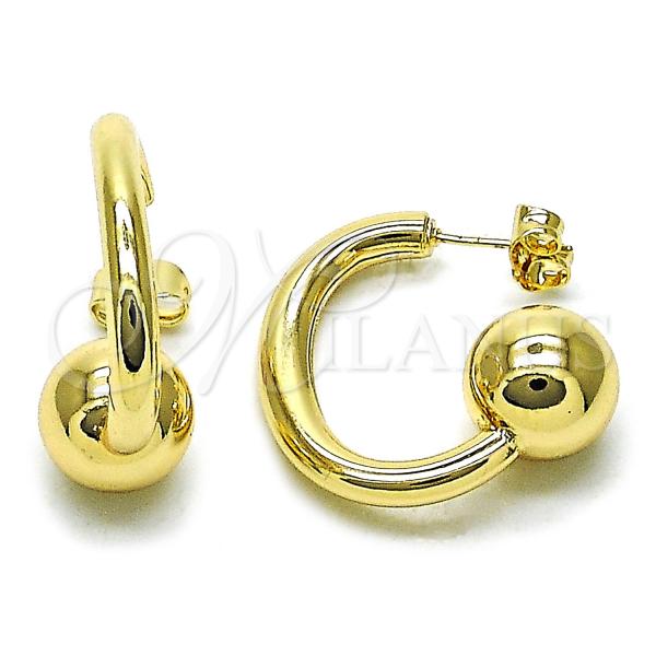 Oro Laminado Stud Earring, Gold Filled Style Ball and Hollow Design, Polished, Golden Finish, 02.428.0018