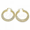 Oro Laminado Medium Hoop, Gold Filled Style Hollow Design, Diamond Cutting Finish, Golden Finish, 02.170.0289.35