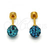 Stainless Steel Stud Earring, Ball Design, with Blue Topaz Crystal, Polished, Golden Finish, 02.271.0010.6