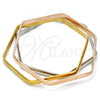 Stainless Steel Trio Bangle, Polished, Tricolor, 07.244.0006.06 (05 MM Thickness, Size 6 - 2.75 Diameter)