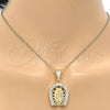 Oro Laminado Religious Pendant, Gold Filled Style Guadalupe Design, with White Cubic Zirconia, Polished, Golden Finish, 05.120.0016