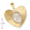 Oro Laminado Religious Pendant, Gold Filled Style Sagrado Corazon de Jesus Design, Diamond Cutting Finish, Two Tone, 5.195.009