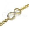 Oro Laminado Fancy Bracelet, Gold Filled Style Infinite Design, with White Micro Pave, Polished, Golden Finish, 03.283.0231.07