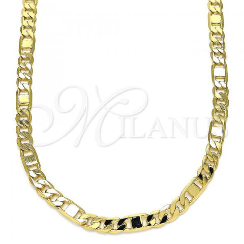Oro Laminado Basic Necklace, Gold Filled Style Figaro Design, Polished, Golden Finish, 04.319.0004.24