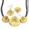 Oro Laminado Necklace and Earring, Gold Filled Style Spiral and Leaf Design, Polished, Two Tone, 06.59.0108.1
