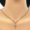 Oro Laminado Pendant Necklace, Gold Filled Style Cross Design, with White Cubic Zirconia, Polished, Golden Finish, 04.284.0007.18