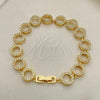 Oro Laminado Fancy Bracelet, Gold Filled Style with White Micro Pave, Polished, Golden Finish, 03.346.0006.07