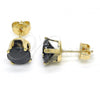 Oro Laminado Stud Earring, Gold Filled Style with Black Cubic Zirconia, Polished, Golden Finish, 5.128.034