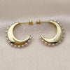 Oro Laminado Small Hoop, Gold Filled Style Ball Design, with Ivory Pearl, Polished, Golden Finish, 02.341.0242.25