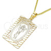 Oro Laminado Pendant Necklace, Gold Filled Style Divino Niño Design, Polished, Golden Finish, 04.106.0056.1.20