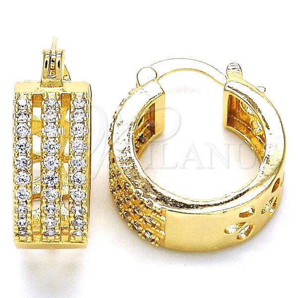 Oro Laminado Small Hoop, Gold Filled Style with White Cubic Zirconia, Polished, Golden Finish, 02.210.0291.20